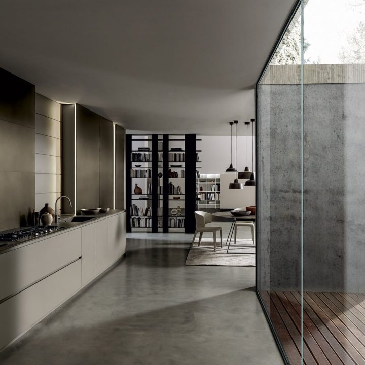 Cuisine-contemporaine-haut-de-gamme-laque-satinee-beige-metal-ceramique-Blade-2-Modulnova-showroom-expo-magasin-PORTO-VENERE-proche-Palavas-34